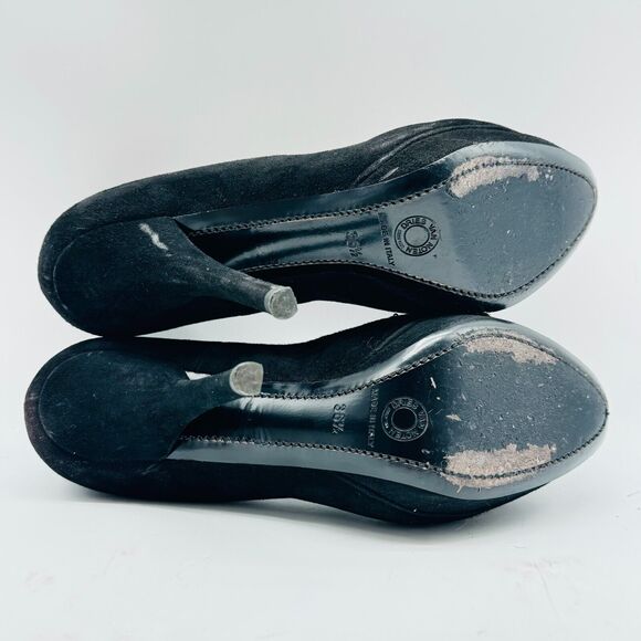 Dries van Noten Shoes Womens 6.5 Black Suede Heels Silver Beaded Chain Stilettos - Picture 9 of 12